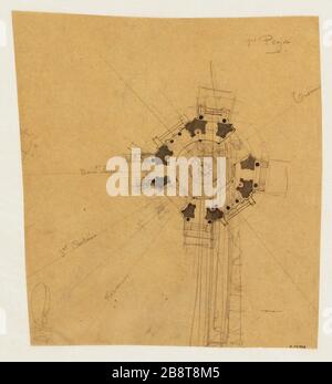 Planifier le monument proposé pour soulever le trône (titre factice) | Plan et projet Monument Square Trône place actuelle de la Nation, 12ème arrondissement. (Titre factice) Banque D'Images