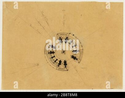 Planifier le monument proposé pour soulever le trône (titre factice) | Plan et projet Monument Square Trône place actuelle de la Nation, 12ème arrondissement. (Titre factice) Banque D'Images