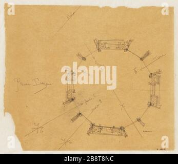 Planifier le monument proposé pour soulever le trône (titre factice) | Plan et projet Monument Square Trône place actuelle de la Nation, 12ème arrondissement. (Titre factice) Banque D'Images