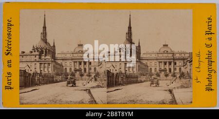 Sainte-Chapelle, 1ère arrondissement, Paris. Sainte-Chapelle la Sainte-Chapelle, Paris (Ier arr.). Photographie anonyme. Vue stéréoscopique sur papier aluminé, 1850-1900. Paris, musée Carnavalet. Banque D'Images