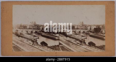 Panorama pris du Louvre. Panorama pris du Louvre, 1ère et 4ème arrondissements de Paris. Panorama pris du Louvre, Paris (Ier et IVème arr.). Photographie anonyme. Papier salé alluminé. Entre 1850 et 1860. Paris, musée Carnavalet. Banque D'Images