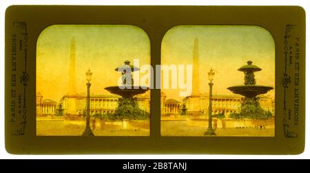 Place de la Concorde, 8ème arrondissement, Paris. Place de la Concorde. 'Place de la Concorde, Paris (VIIIème arr.)'. Photographie anonyme. Vue stéréoscopique transparent froide, papier aluminé. 1865. Paris, musée Carnavalet. Banque D'Images