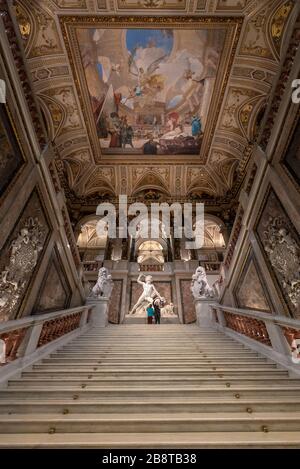 Vienne, Autriche - intérieur du Musée d'Histoire de l'Art (Musée Kunsthistorisches). Le plus grand et le plus ancien musée de Wien. Le palais baroque Banque D'Images