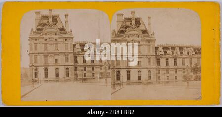Le Pavillon de flore après le feu de la commune de Paris. Le Pavillon de flore, le Louvre, 1ère arrondissement, Paris la commune de Paris. le pavillon de flore après l'incendie de la commune de Paris, le Louvre, Paris (Ier arr.). Photographie anonyme. Rage sur papier alluminé. 1871. Paris, musée Carnavalet. Banque D'Images