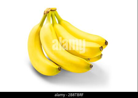 bananes mûres sur fond blanc Banque D'Images