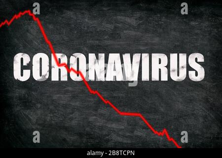 La Bourse de coronavirus s'est effondrer. Le virus Corona a crash, provoquant une nouvelle crise financière et portant la récession du marché et le ralentissement économique. Graphique négatif de Banque D'Images