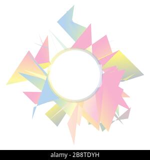 Taches polygonales de dégradé colorées sur un fond blanc. Cadre en morceaux de verre cassé Illustration de Vecteur