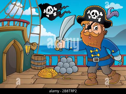 Pirate tenant sabre thème 3 - eps10 illustration vectorielle. Illustration de Vecteur