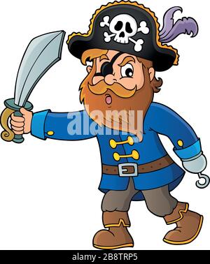 Pirate tenant sabre thème 1 - eps10 illustration vectorielle. Illustration de Vecteur