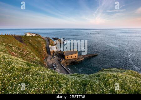 Lézard; Old Lifeboat House; trois corned Leek; Cornwall; Royaume-Uni Banque D'Images