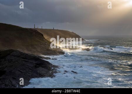 Pendeen; vue le long de la côte; Cornwall; Royaume-Uni Banque D'Images