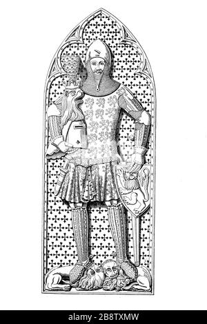 Günther XXI, comte de Schwarzburg-Blankenburg, 1304 - 14 juin 1349, était un noble allemand qui en 1349 s'était lui-même établi contre le roi (et plus tard empereur) Charles IV de la Maison du Luxembourg comme contre-roi, tombe dans la cathédrale de Francfort / Günther XXI., Graf von Schwarzburg-Blankenburg, 1304 - 14. Juni 1349, war ein deutscher Adliger, der sich im Jahr 1349 gegen König (und später Kaiser) Karl IV. Aus dem Haus Luxemburg als Gegenkönig aufstellen ließ, Grabmal im Dom zu Frankfurt, Historisch, amélioration de la reproduction numérique d'un original du XIXe siècle / numérisation Reprodukeiner Banque D'Images