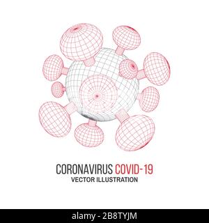 Coronavirus Covid-19. Illustration vectorielle sur fond blanc. Icône en trois lignes fines. Signe du virus Corona. 2019-virus nvoc isolé. Illustration de Vecteur