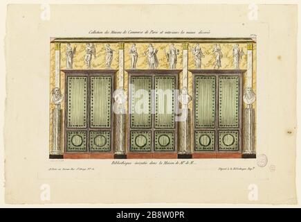 Collection Paris Commercial Houses BEST decorated - Restauration réalisée dans la maison de M. V. Collection des Maisons de Commerce de Paris les mieux décorées - Bibliothèque créée dans la maison de M.. Couleur eau-forte. Paris, musée Carnavalet. Banque D'Images