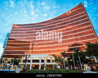 Façade principale du Wynn Macau, hôtel de luxe et casino. Macao, Chine. Banque D'Images