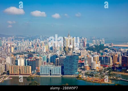 Vue aérienne sur la péninsule de Macao. Macao, Chine. Banque D'Images