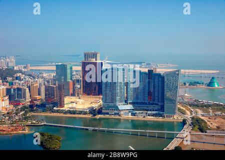Vue aérienne sur la péninsule de Macao. Macao, Chine. Banque D'Images