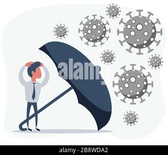 Parapluie protégeant les marchands immunisé roman coronavirus pneumonie infection Illustration de Vecteur