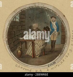 Marie-Anne Charlotte Corday il avant Darmans âgés de 25 à trois mois - écrire sa dernière lettre à son père Banque D'Images