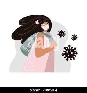 fille défend contre le coronavirus, lavage des mains illustration vectorielle Illustration de Vecteur