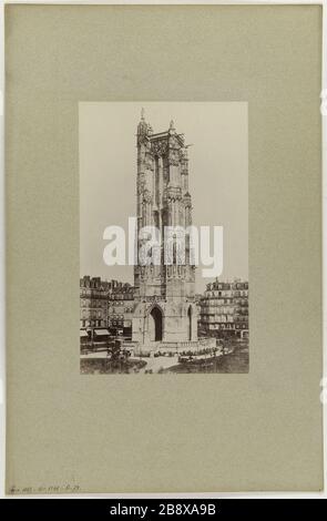 Tour Saint-Jacques, 4ème arrondissement, 1865. Emonts ou Emonds, Pierre. 'Tour Saint-Jacques, 4ème arrondissement, vers 1865'. Papier aluminé. vers 1860-1870. Paris, musée Carnavalet. Banque D'Images