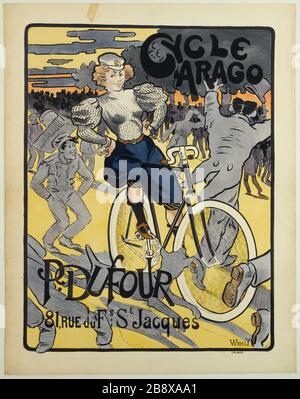 CYCLE ARAGO, 81 RUE DU FG ST JACQUES WEHLY. Imprimante Bas. Cycle Arago, 81 rue du Faubourg-Saint-Jacques. Fiche. Lithographie couleur. Paris, musée Carnavalet. Banque D'Images