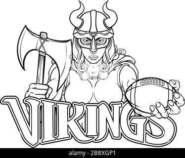 Femme Viking Warrior Football Gladiator Femme Illustration de Vecteur