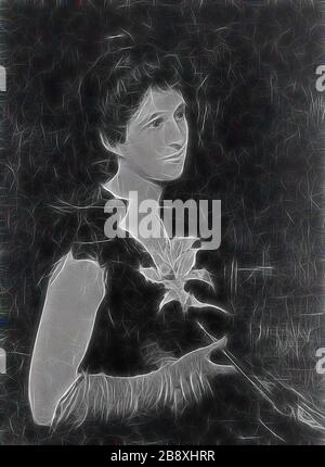 Portrait de Mme Charles L. Hutchinson, 1890, Jules-Élie Delaunay, Français, 1828-1891, France, huile sur toile, 78,9 × 60 cm. (31 1/16 × 23 5/8 in.), repensée par Gibon, conception de la gaie chaleureuse de luminosité et de rayons de lumière radiance. L'art classique réinventé avec une touche moderne. La photographie inspirée du futurisme, qui embrasse l'énergie dynamique de la technologie moderne, du mouvement, de la vitesse et révolutionne la culture. Banque D'Images