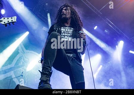 Copenhague, Danemark. 23 juin 2017. Le groupe suédois de doom Metal Candlemass organise un concert en direct lors du festival danois de musique lourde Coehell 2017 à Copenhague. Ici, le chanteur Mats Levy est vu en direct sur scène. (Crédit photo: Gonzales photo - Nikolaj Bransholm). Banque D'Images