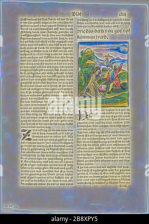 Comment le coeur sera perfectionné par Dieu de Der beschlossen gart des rosenkratz marie, plaque vingt de Woodcuts de Livres du XVI siècle, 1505, assemblé en portefeuille 1937, Hans Leonhard Schäuffelein (allemand, 1480/90-1538/40), assemblé par Max Geisberg (Suisse, 1875-1943), Allemagne, papier de couleur 93 × 71 mm (image), 246 × 154 mm (image/te×t), 294 × 205 mm (feuille), repensée par Gibon, conception de brillant gai chaud de luminosité et de rayonnement de rayons lumineux. L'art classique réinventé avec une touche moderne. La photographie inspirée du futurisme, embrassant l'énergie dynamique de la technologie moderne Banque D'Images