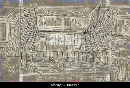 Étude pour Exhibition Room, Somerset House, du microcosme de Londres, c. 1808, Augustus Charles Pugin, Anglais, né en France, 1762-1832, Angleterre, Graphite sur papier ciré, 185 × 248 mm, réinventé par Gibon, design de glanissement chaleureux et gai de la luminosité et des rayons de lumière radiance. L'art classique réinventé avec une touche moderne. La photographie inspirée du futurisme, qui embrasse l'énergie dynamique de la technologie moderne, du mouvement, de la vitesse et révolutionne la culture. Banque D'Images