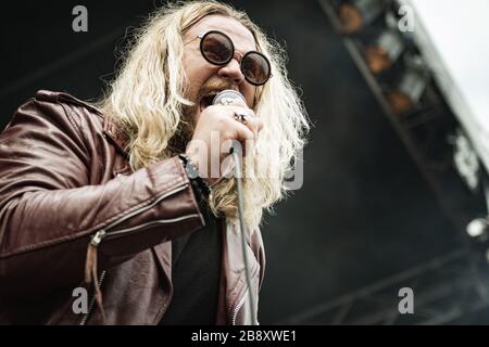 Copenhague, Danemark. 22 juin 2017. Le groupe de rock dur britannique Inglorious organise un concert lors du festival danois de musique lourde Coehell 2017 à Copenhague. Ici, le chanteur Nathan James est vu en direct sur scène. (Crédit photo: Gonzales photo - Nikolaj Bransholm). Banque D'Images