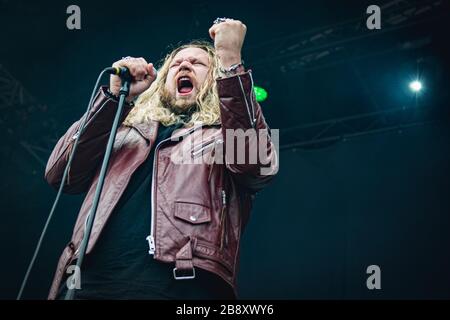 Copenhague, Danemark. 22 juin 2017. Le groupe de rock dur britannique Inglorious organise un concert lors du festival danois de musique lourde Coehell 2017 à Copenhague. Ici, le chanteur Nathan James est vu en direct sur scène. (Crédit photo: Gonzales photo - Nikolaj Bransholm). Banque D'Images