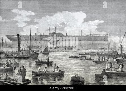 SS Great Eastern ou SS Léviathan, bateau à voile en fer, 1857 Banque D'Images