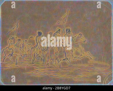 Esquisse pour le premier gravure de Redon, la Ford (M. 2), 1865, Odilon Redon, Français, 1840-1916, France, Graphite sur papier de trace de crème, décoloré au brun clair, posé sur papier crème, 87 × 114 mm, repensé par Gibon, design de glanissement chaleureux et gai de luminosité et de rayonnement de lumière. L'art classique réinventé avec une touche moderne. La photographie inspirée du futurisme, qui embrasse l'énergie dynamique de la technologie moderne, du mouvement, de la vitesse et révolutionne la culture. Banque D'Images