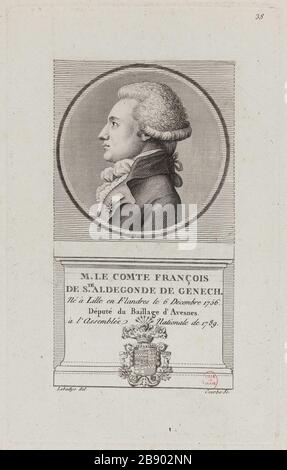 M. François Comte de Ste Aldégonde Genech. Adjoint du Bailiwick d'Avesnes. Wilbrode-Magloire-Nicolas Courbe (né en 1754). « LE Comte François de Ste Aldégonde de Genech. Saisie du Baillage d'Avesnes. Physionotrace. Paris, musée Carnavalet. Banque D'Images