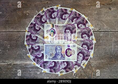 Le billet de 20 livres sterling en polymère de 2020 de la Banque d'Angleterre avec l'artiste JMW Turner Banque D'Images