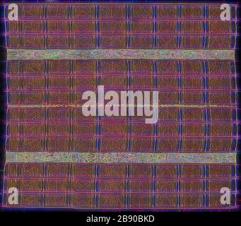 Jupe de cérémonie pour femme (tapes), XIXe siècle, peuple de Paminggir, Indonésie, Sumatra du Sud, Lampung, Indonésie, deux panneaux se sont joints : rayures de coton, gauchissement teinté (ikat), tissage Uni avec des ogives appariées, coton et soie, tissage Uni avec des ogives supplémentaires de brocart : Et des rayures de coton, tissage Uni brodées de soie et de soie enveloppée de ruban de papier laqué à la feuille d'or dans le dos, chaîne, coutures satinées de tige et de surface, laidwork et couching, 145,7 x 128,7 cm (57 3/8 x 50 5/8 in.), repensées par Gibon, design de glanissement chaleureux et de rayons de lumière. Classique A Banque D'Images