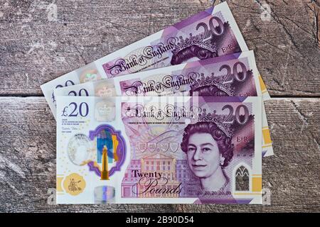 2020 polymère £20 livres de billets Banque D'Images