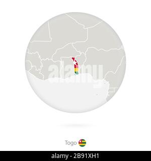 Carte du Togo et du drapeau national dans un cercle. Togo carte contour avec drapeau. Illustration vectorielle. Illustration de Vecteur