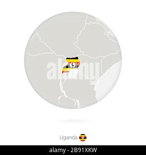 Carte de l'Ouganda et du drapeau national dans un cercle. Ouganda carte contour avec drapeau. Illustration vectorielle. Illustration de Vecteur