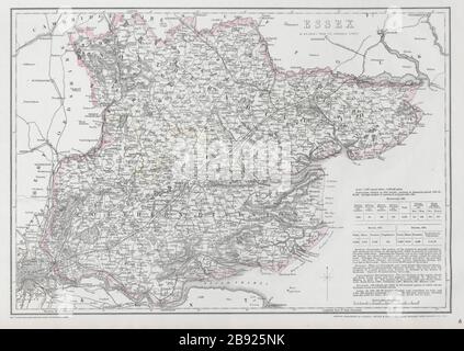 ESSEX. Carte du comté ancien. Chemins de fer. BR DAVIES 1868 ancien plan graphique Banque D'Images
