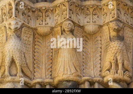 Un Ange avec un aigle (XIIe siècle) - Basilique de San Simpliciano, Milan, Italie Banque D'Images