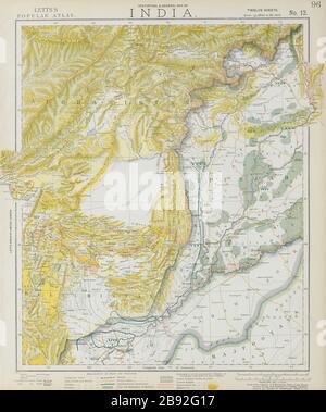 PAKISTAN ET AFGHANISTAN. Sinde du Punjab Beluchistan. Inde britannique. LETTS 1884 carte Banque D'Images