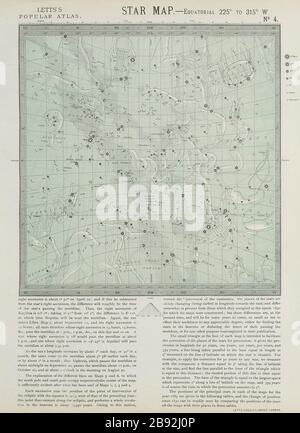 ASTRONOMIE carte en étoile signes hiver Scorpion Sagittaire Capricorne LETTS 1884 Banque D'Images