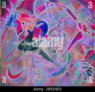 Improvisation 35, 1914 (mai), huile sur toile, 110,3 x 120,3 cm, monogrammed et daté en bas à gauche: K [en forme triangulaire avec coins arrondis] /, i9i4 ., signé, inscrit et daté sur la civière avec craie blanche: KANDINSKY - improvisation 35, i9i4, Wassily Kandinsky, Moskau 1866–1944 Neuilly-sur-Seine/hauts-de-Seine, repensée par Gibon, design de gai gai chaleureux de luminosité et de rayonnement de lumière. L'art classique réinventé avec une touche moderne. La photographie inspirée du futurisme, qui embrasse l'énergie dynamique de la technologie moderne, du mouvement, de la vitesse et révolutionne la culture. Banque D'Images