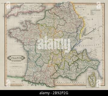 Premier Empire France dans les départements. Belgique Italie Allemagne NL. Carte LIZARS 1842 Banque D'Images