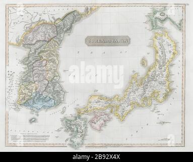 « Corea et Japon » par John Thomson. Asie de l'est. Corée 1830 ancienne carte ancienne Banque D'Images