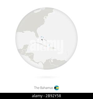 Carte des Bahamas et drapeau national dans un cercle. Les Bahamas cartographier le contour avec drapeau. Illustration vectorielle. Illustration de Vecteur