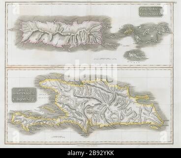 Porto Rico et îles Vierges. Haïti, Hispaniola ou Saint-Domingue. Carte DE THOMSON 1830 Banque D'Images